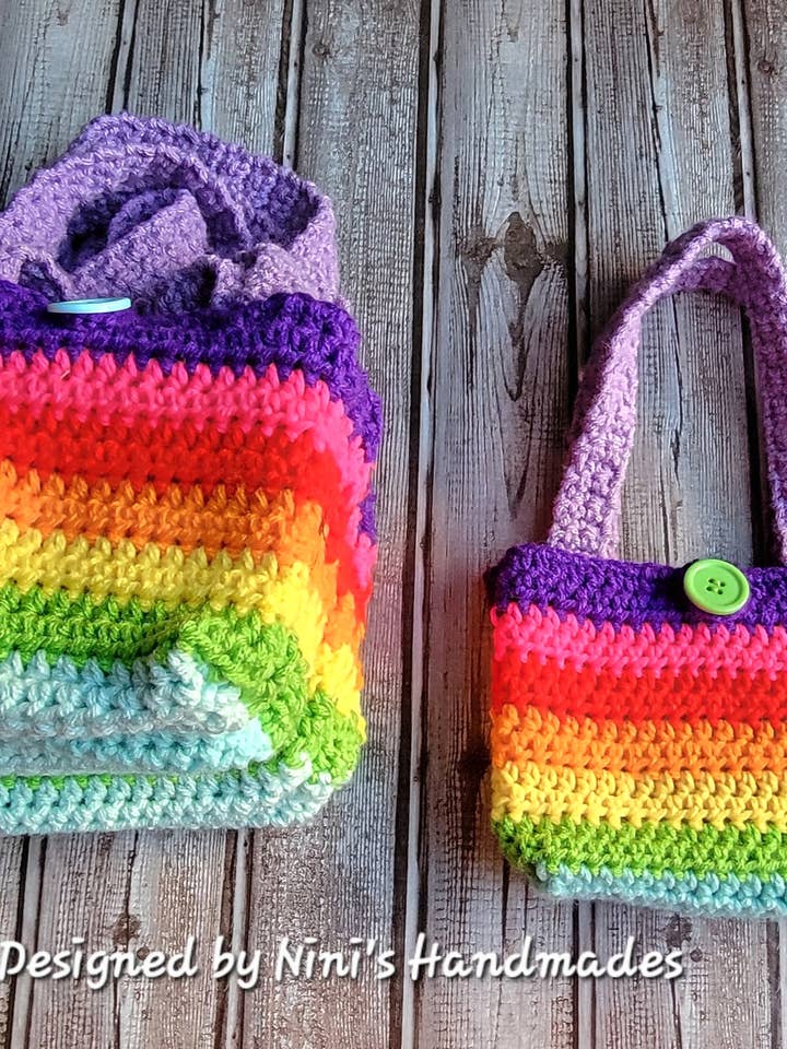 Mini Tote Arco-Íris para Meninas por atacado de Nini's Handmades