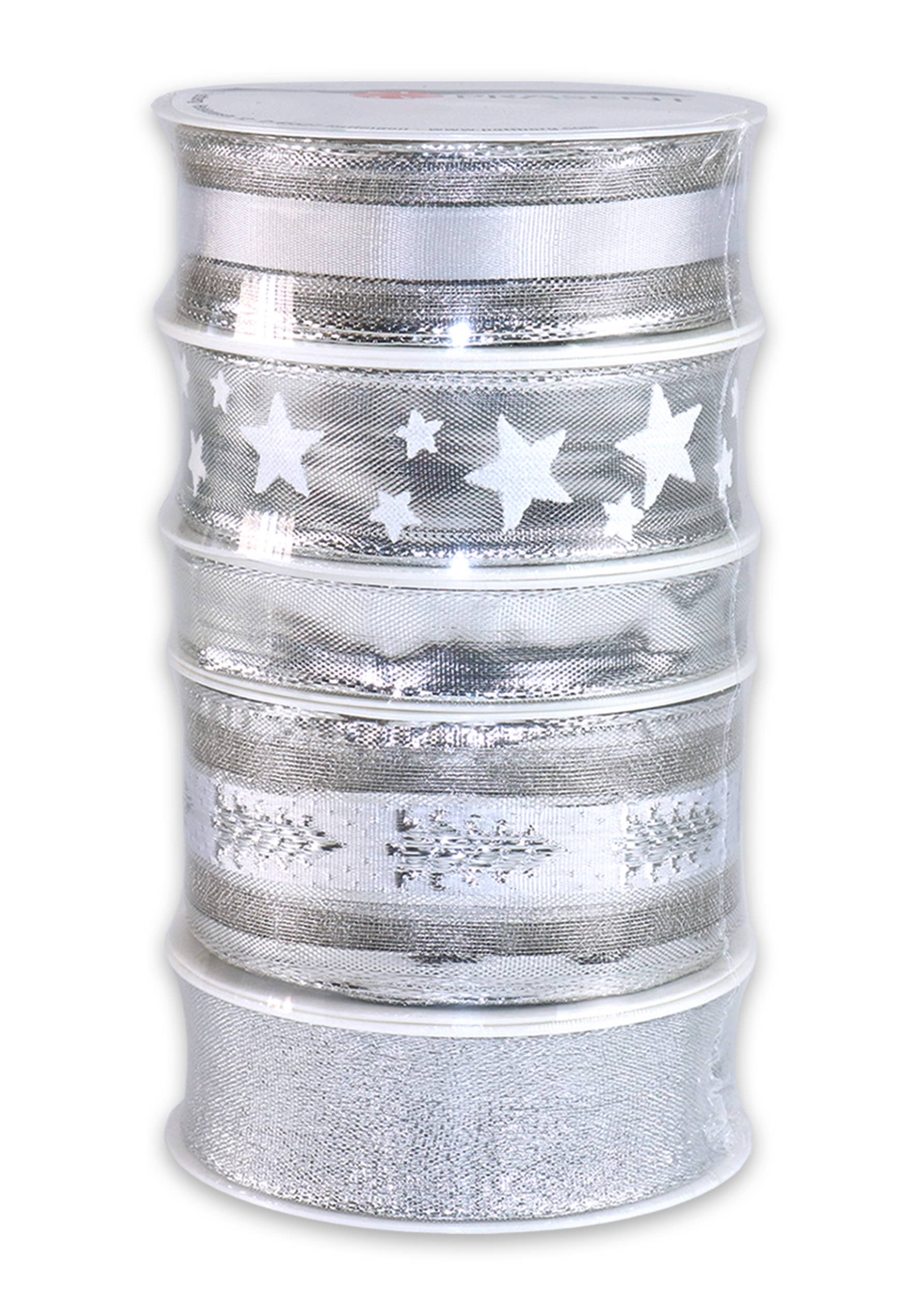 C.E. PATTBERG GmbH & Co. KG - Wholesale Ribbon - Gift Wrapping - Gift & decoration ribbon 5 x 3 m Set Weihnachten silber0