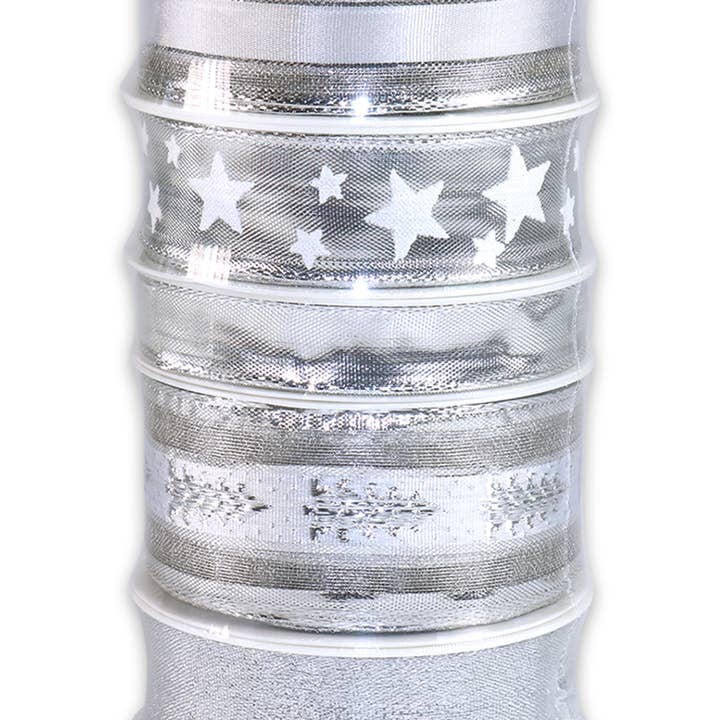 C.E. PATTBERG GmbH & Co. KG - Wholesale Ribbon - Gift Wrapping - Gift & decoration ribbon 5 x 3 m Set Weihnachten silber
