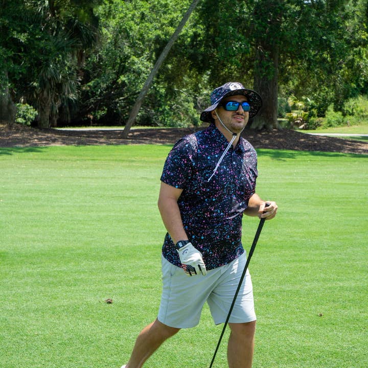 Shank It Golf - Wholesale Polo - Men's - Paint Splatter Polo Black