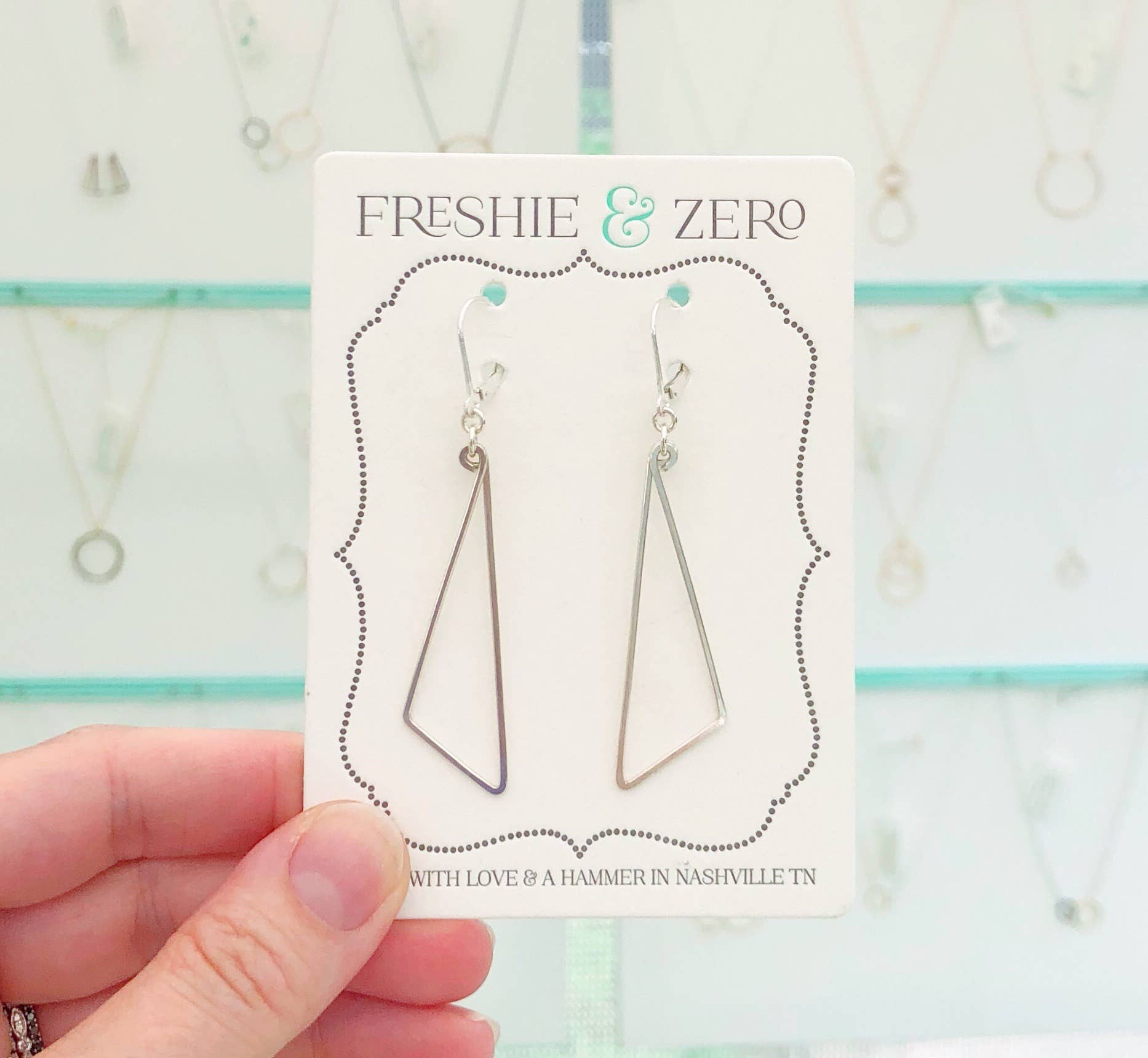 Freshie & Zero - Wholesale Dangle Earrings - Pivot Earrings Geometric Hammered Wire, Sterling Silver/Gold1