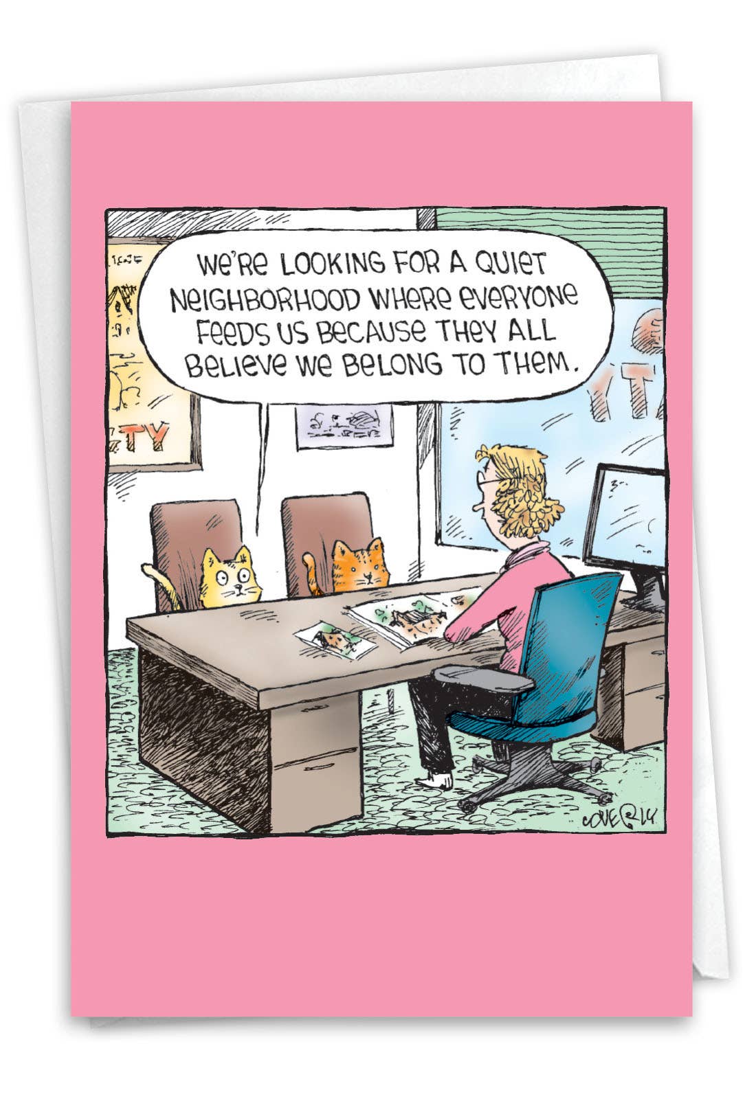 NobleWorks - Wholesale Congratulations Card - 1 Funny New Home Greeting Card - Cat Neighborhood-NobleWorks0