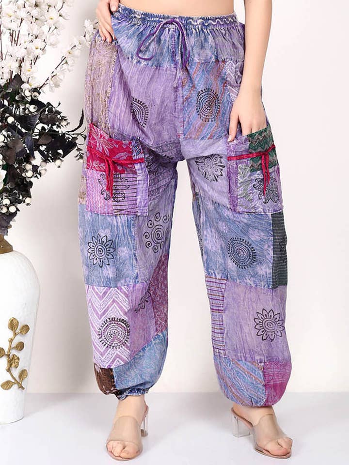 Women's Boho Cotton Printed Patchwork Harem Pant Mix Lot for wholesale by Wevez