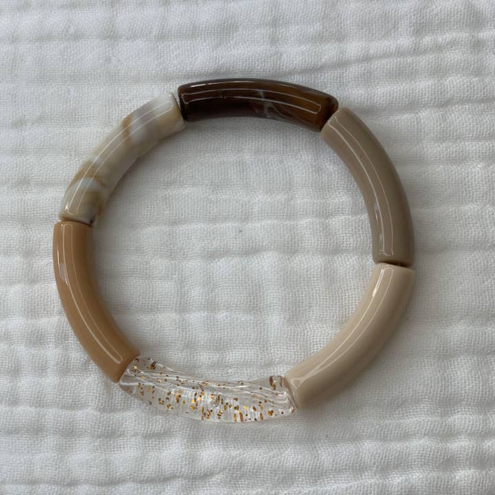 Manacreations - Wholesale Beaded Bracelet - Elastic bangle bracelets in copper and leopard tones4