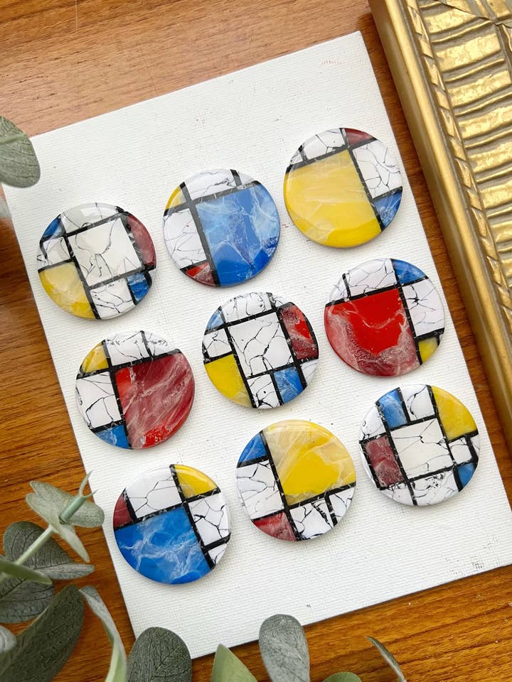 Mondrian Marble Statement Polymer Clay Earring Stud for wholesale by Frida Smallo Designs