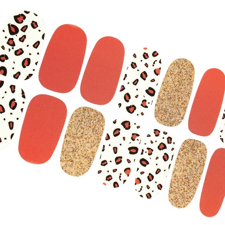 ClebleNails – wholesale Nail art/decal – Cheetah Nail Wraps / Leopard Nail Polish Strips / Glitter Nail Stickers / Korean Nail Wraps / Orange Gold Animal Nail Wraps Free Shipping US