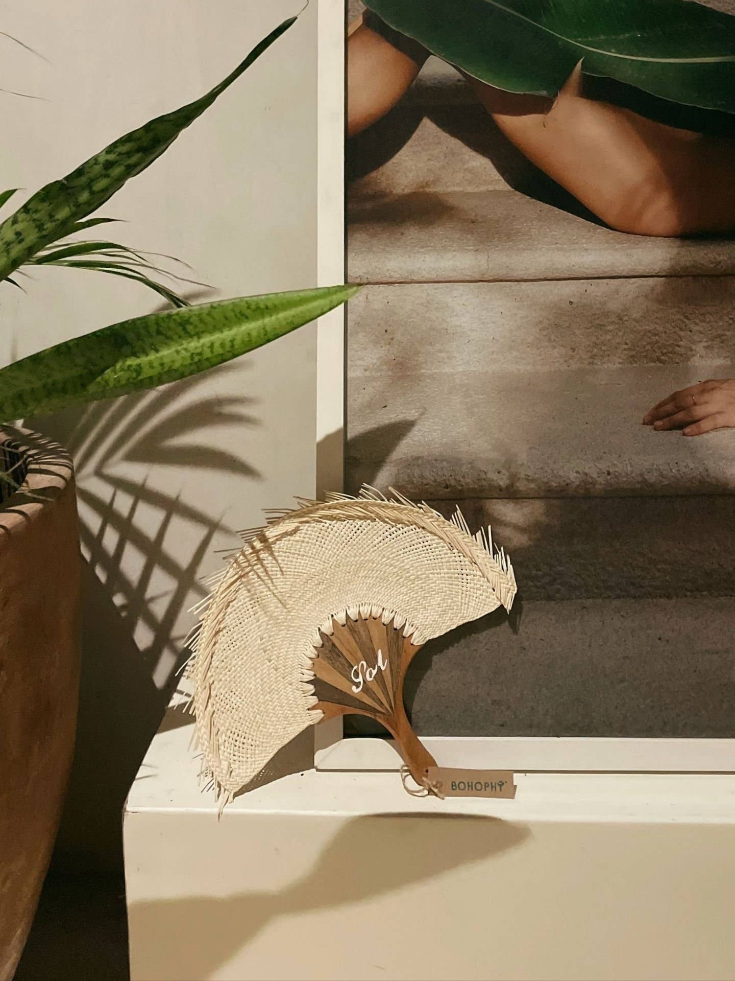 BOHOPHY - Wholesale Handheld Folding Fan - Zicatela Straw Hand Fan3