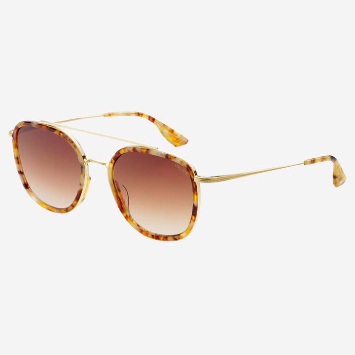 Brown Pearl Weston Acetate Round Unisex Sunglasses for wholesale on Faire