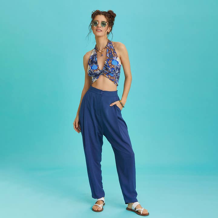 Boho Chic Blue Crop Top for engroshandel hos Los Banditos