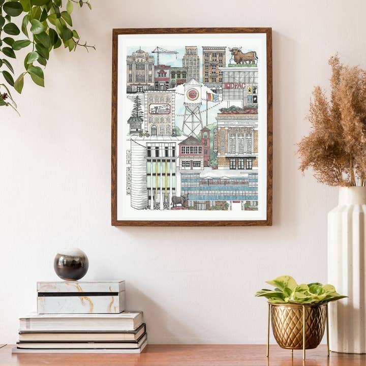 Papermill Creative - Wholesale Art Print - Downtown Durham, North Carolina watercolor art print2