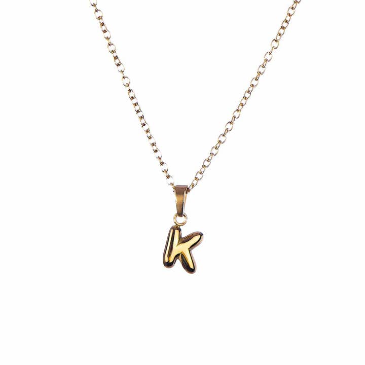 FranklyCollective - Vendita all'ingrosso Collana con ciondolo/pendaglio - Collana con Lettera Iniziale a Palloncino "K" Impilabile