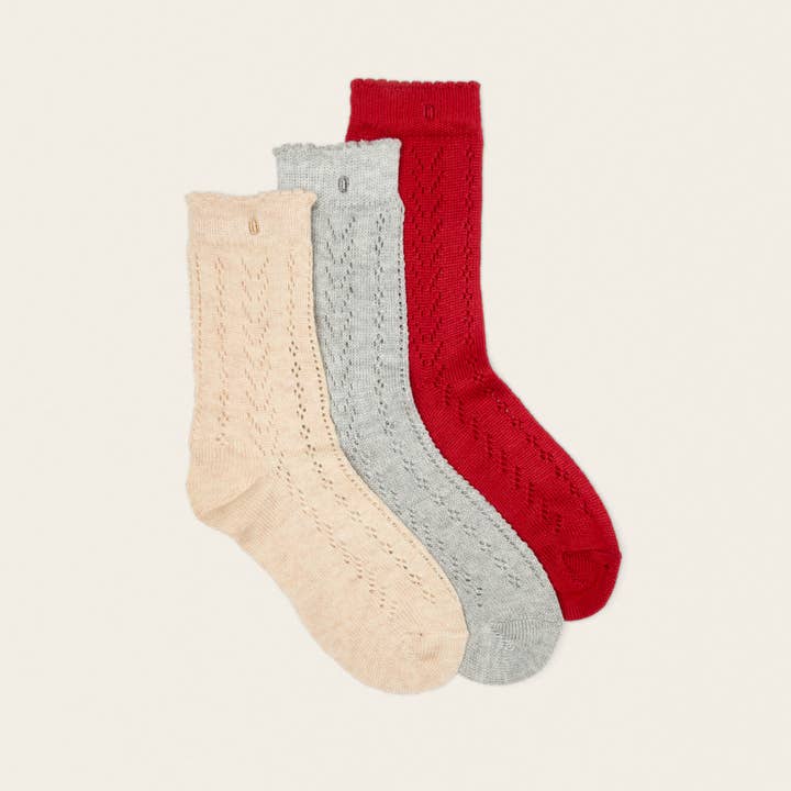 Pack de 3 Calcetines - Calado crudo gris rojo y otras tendencias de Resultados para menaje catalogo al por mayor. Devoluciones gratuitas y condiciones de pago a 60 días en Faire en Faire.