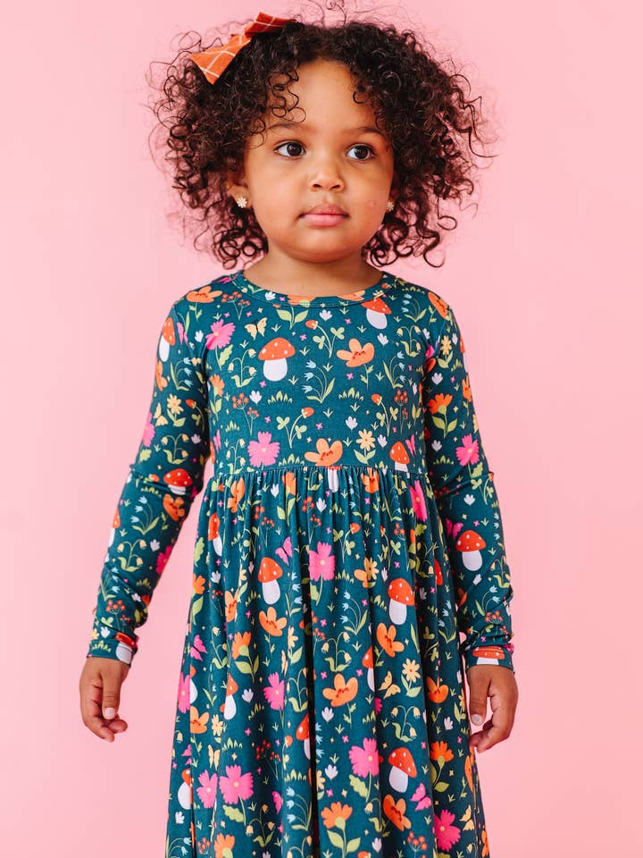 Kids Long Sleeved Bamboo Dress - Sylva for wholesale by Bird & Bean®