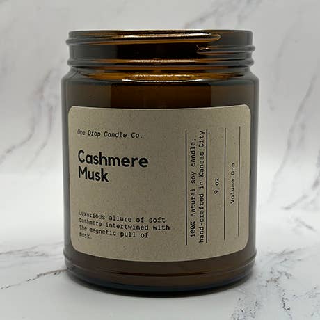 Cashmere Musk - 9oz Soy Candle for wholesale by One Drop Candle Co.