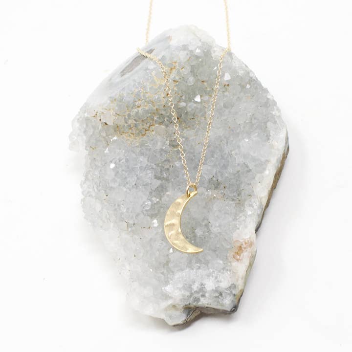 Hammered Crescent Moon Necklace for wholesale by Crafts & Love