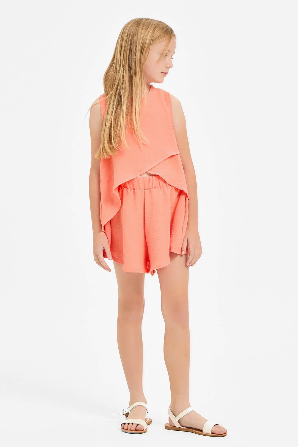 Good Girl - Wholesale T-Shirt - Kids - Wrap Design High-Low Sleeveless Blouse5