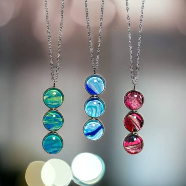 6 piece pre-pack - Original Artwork Triple Drop Pendants for wholesale by Drift Away Studio