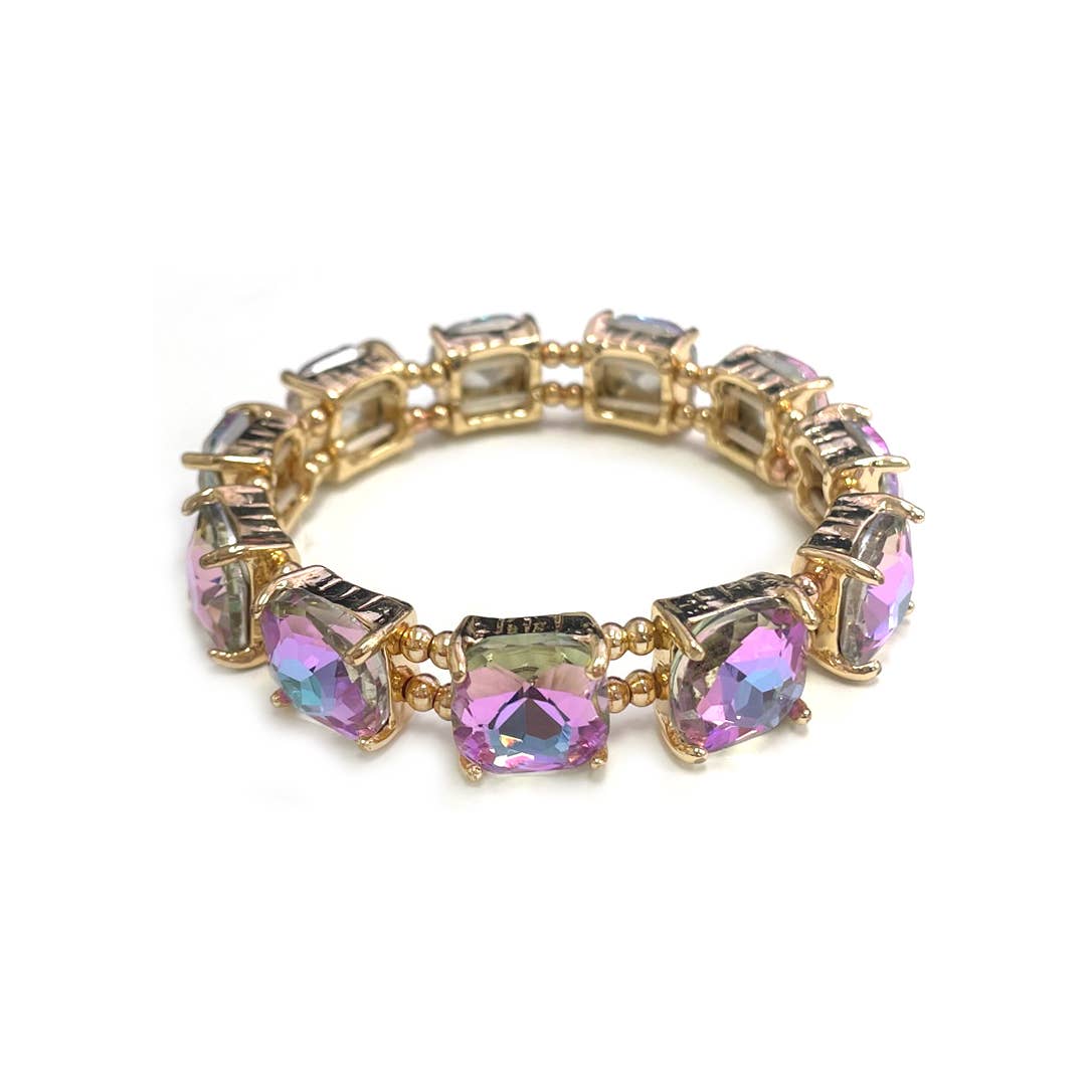 StarryNYC - Vendita all'ingrosso Braccialetto con ciondolo/pendente - Bracciale elasticizzato con cristalli in vetro tagliato a cuscino14