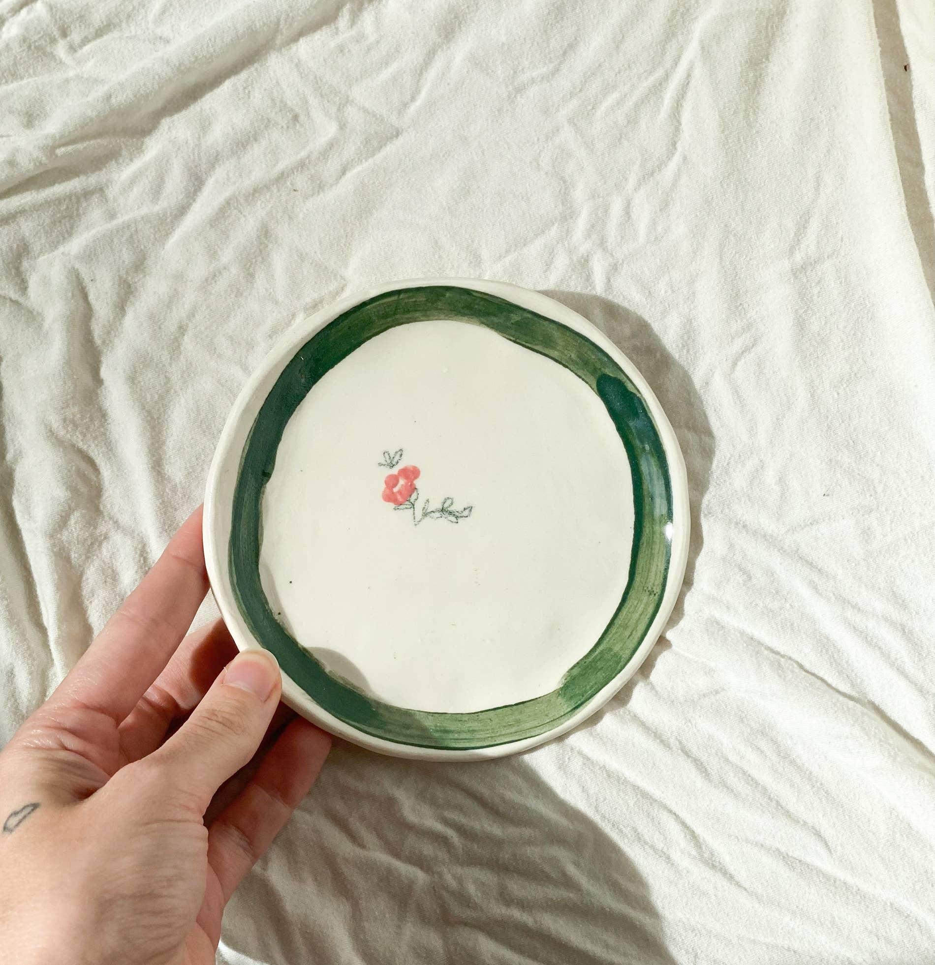 Erika Christine Ceramics - Wholesale Jewelry Dish - Cornflower Catchall Plate- Emerald