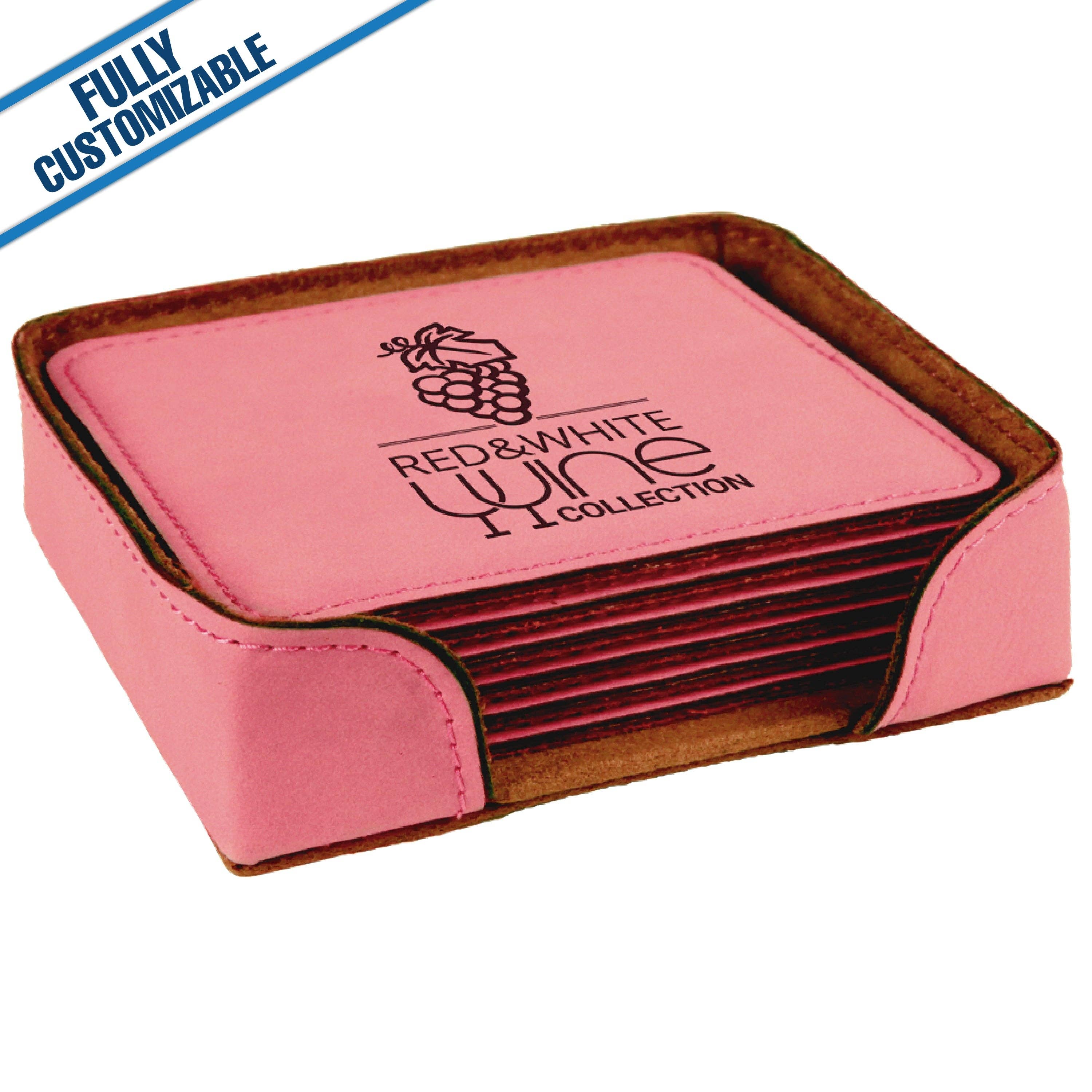 GiftWorksPlus - Wholesale Coasters - Engraved Leatherette Square Coasters - Fully Customizable22