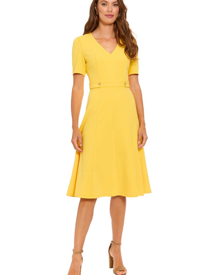 MIDI COM DECOTE EM V E ABA LATERAL por atacado de Maggy London Group