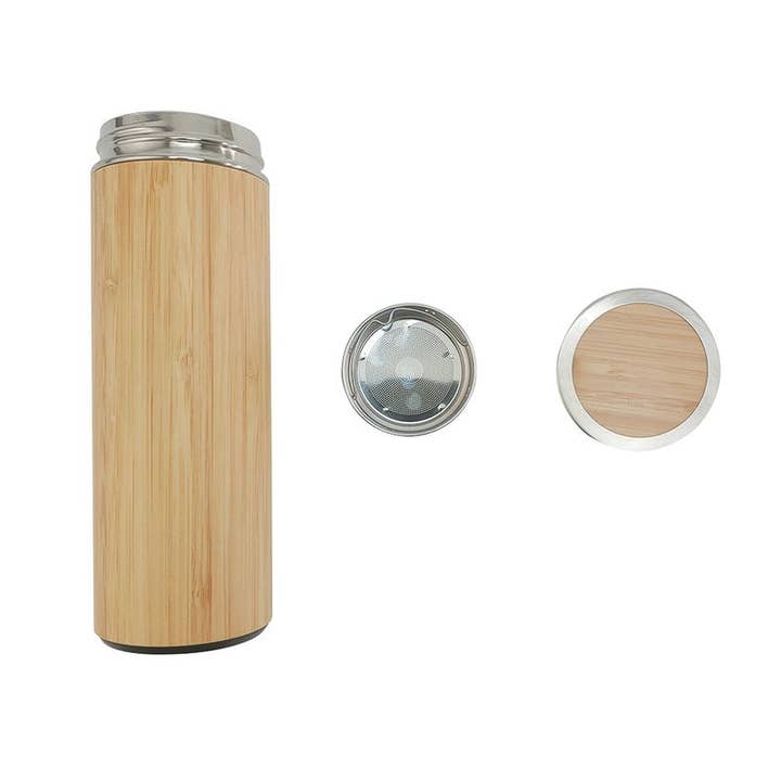 Bambooju - Venta al por mayor Frascos - Gourde térmica Bambooju de acero inoxidable con revestimiento de bambú, set de 51