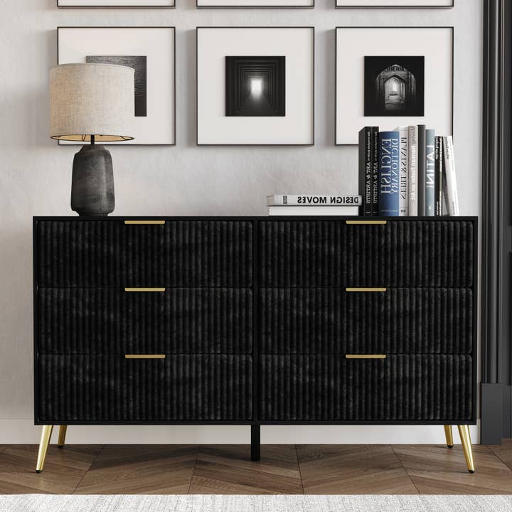 Home Design Alva 6 Drawer Dresser, Black for wholesale by Home Design