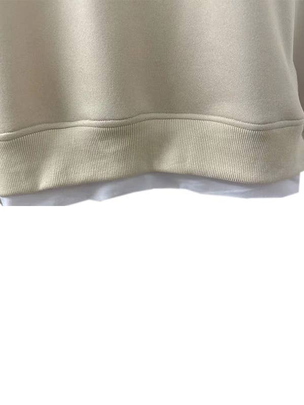 Beige oversized loose leisure fleece sweatshirts for wholesale on Faire