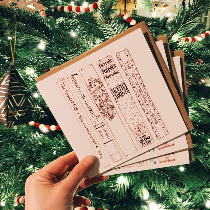 Classic Christmas novels Christmas card for wholesale by Georgina The Librarian