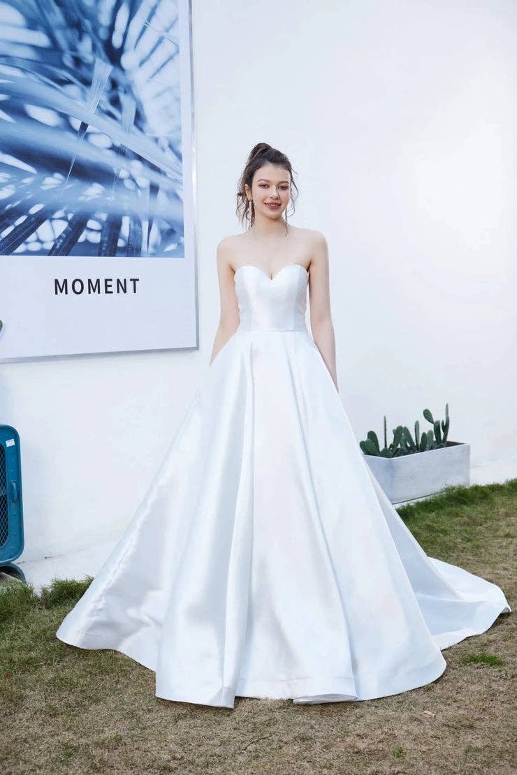 Elegant Ivory Strapless A-Line Wedding Gown JA3002 for wholesale on Faire0