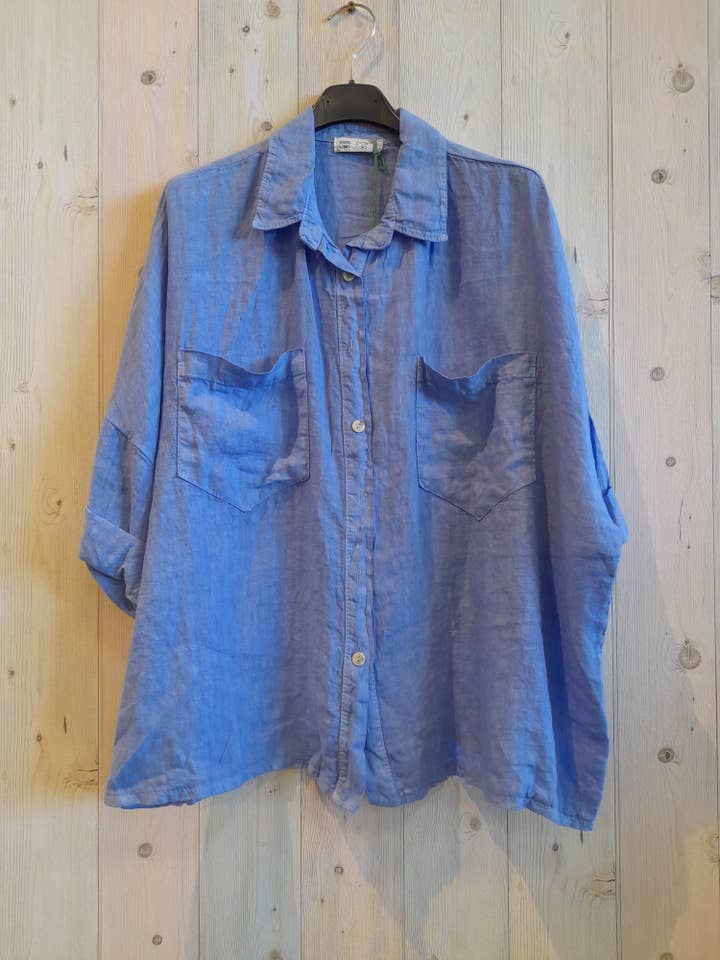 Linen & More - Wholesale Button Down Shirt - Women's - REF 8103 TWO-POCKET T-SHIRT 100% LINEN