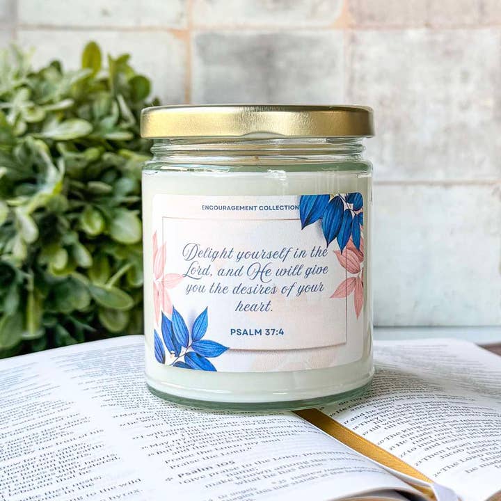Spirit Glow Home & Body Essentials - Wholesale Jar/Filled Candle - Psalms 37:4 - Bible Verse Candles -7oz. Soy Wax 1