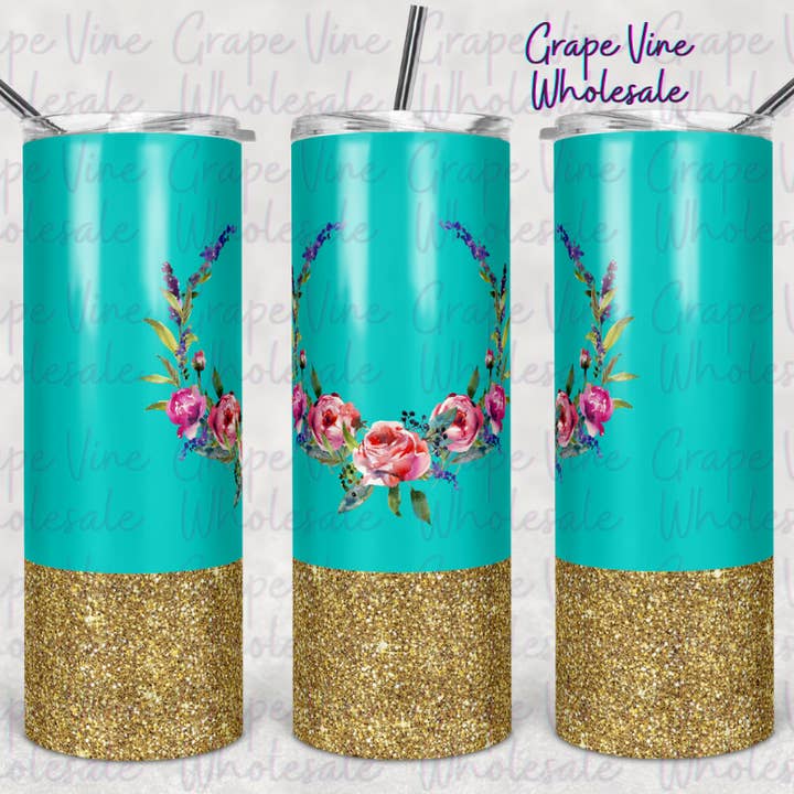 Bicchiere da 20oz con Blocco di Colore e Aureola Floreale per la vendita all'ingrosso da parte di GrapeVineWholesale