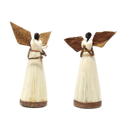 Global Crafts - Wholesale Decorative Figurine - Set of Two Standing Sisal Angels - Devotional7
