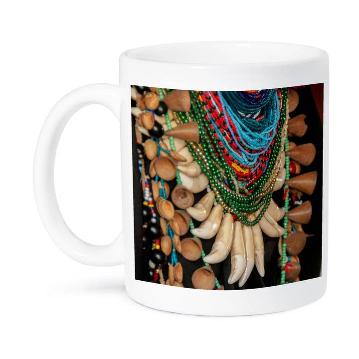 3dRose - Wholesale Coffee Mug - 3dRose, Regalia of Amazon jungle shaman features jaguar teeth and beads., Mug8