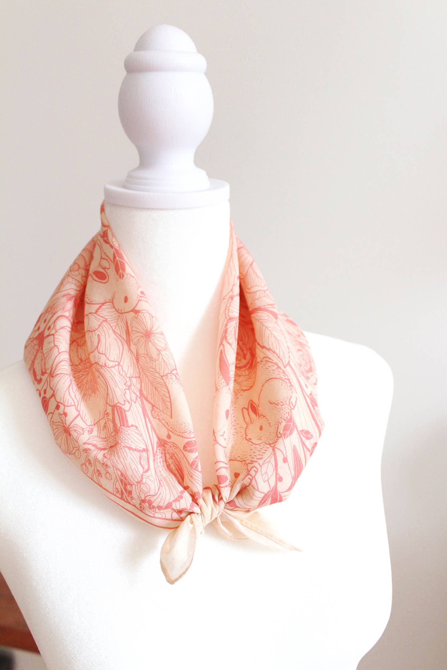 sol&mar art co. - Wholesale Bandana - Unisex - Bunny in the Floral Breeze Bandana Scarf (Pastel Pink)2