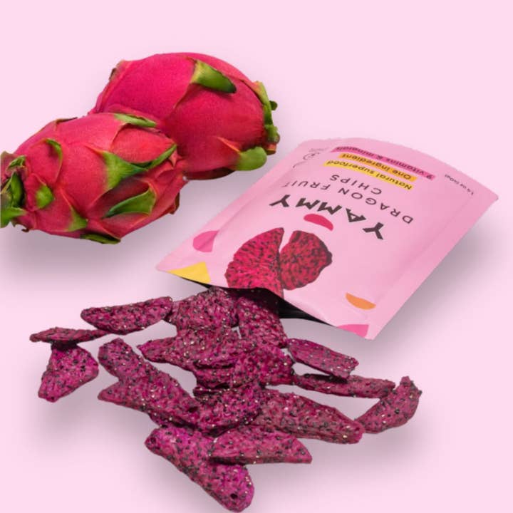 Yammy - Wholesale Dried/Dehydrated Fruit - Dried Dragon Fruit Chips Sharing Pack: Gluten Free, Vegan