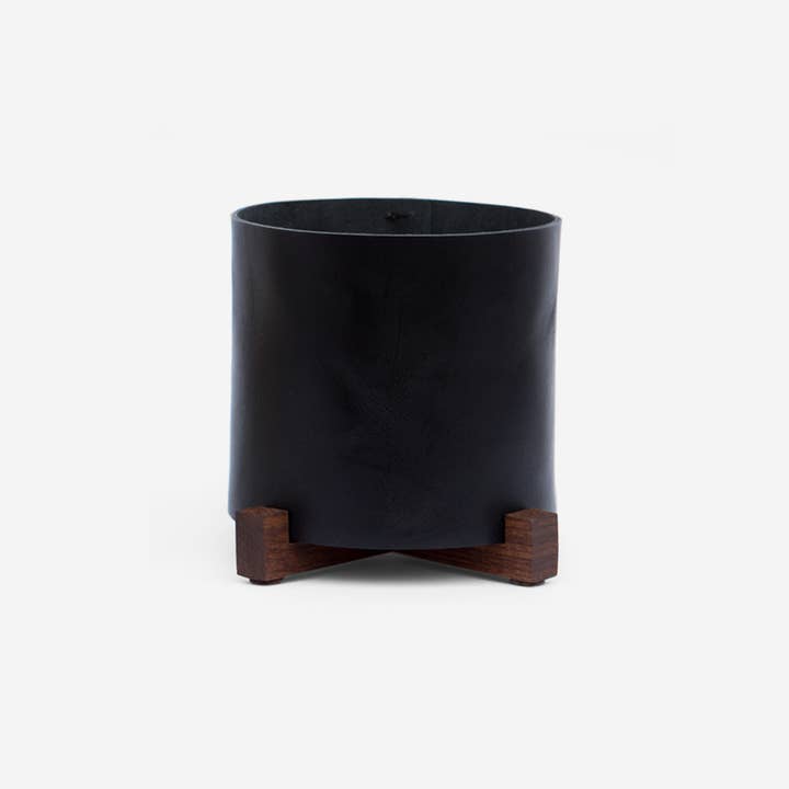 Sylvan Park - Wholesale Candle Holder - Leather and Walnut Candle Holder - Black