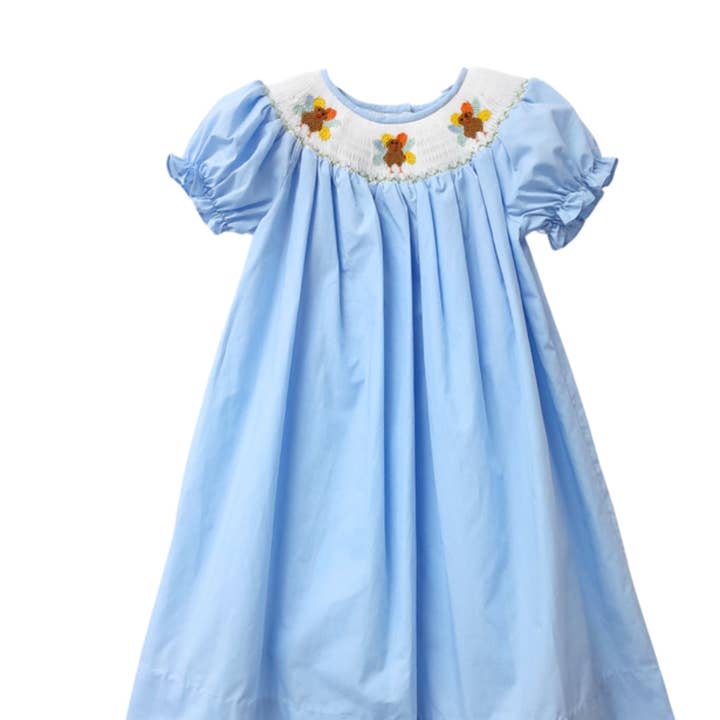 Turkey Girl Bishop smock for wholesale by City Beautiful Childrens Boutique