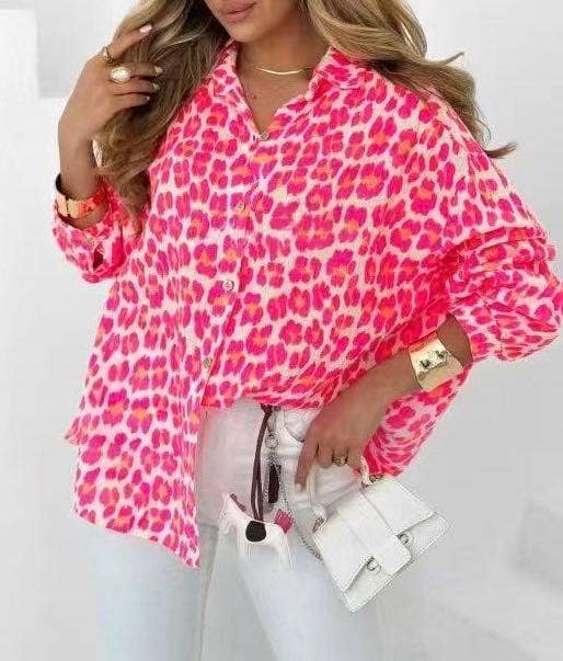 ESTEE BROWN - Wholesale Button Down Shirt - Women's - Leopard print cotton gauze shirt - 6218-70