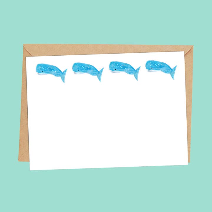 10 Whale Notecards, Kids Stationery Set, Ocean Writing Set for wholesale by Ta doodle dah Stationery