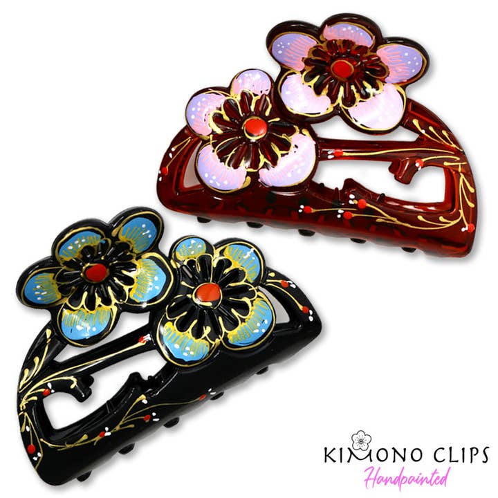 650p Posy handmålad kloklämma för wholesale av Kimono Clips