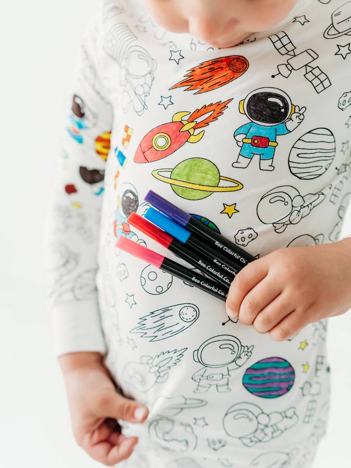Bee Colorful Co. - Wholesale Sleepwear Set - Kids - Space Coloring Pajamas 2 piece set made from Bamboo