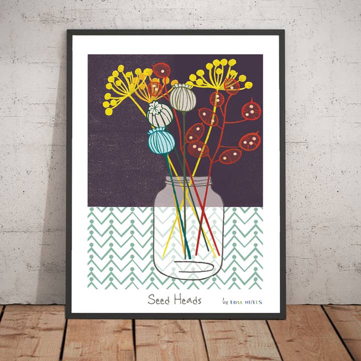 Print A4 - Seedheads - Graphic Pattern for wholesale by Lou Mills