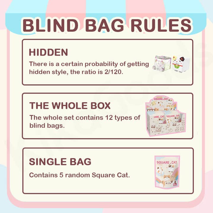 Mindzai Wholesale - Venta al por mayor Figura de juguete - Niños - Bolsa sorpresa de la serie Square Cat3