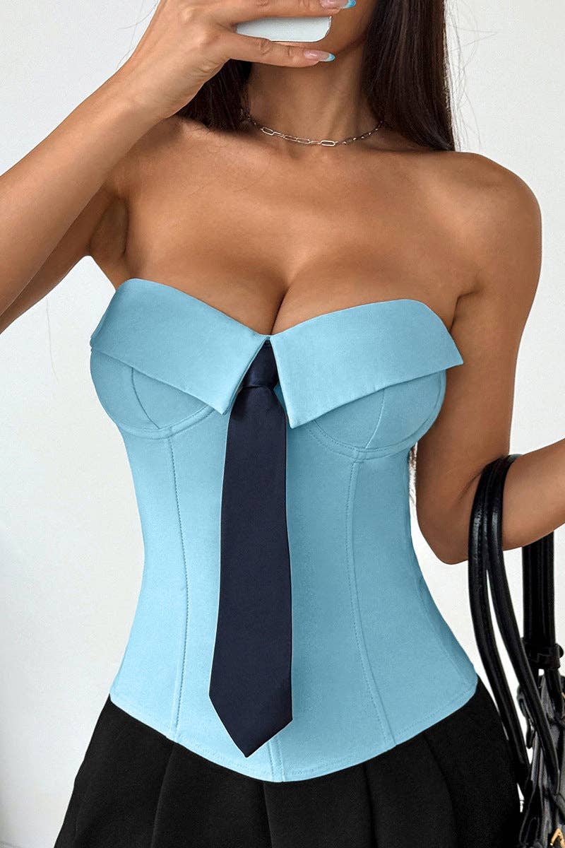 Mccolin - Wholesale Corset - Women's - Chic Tie-Front Corset Top5