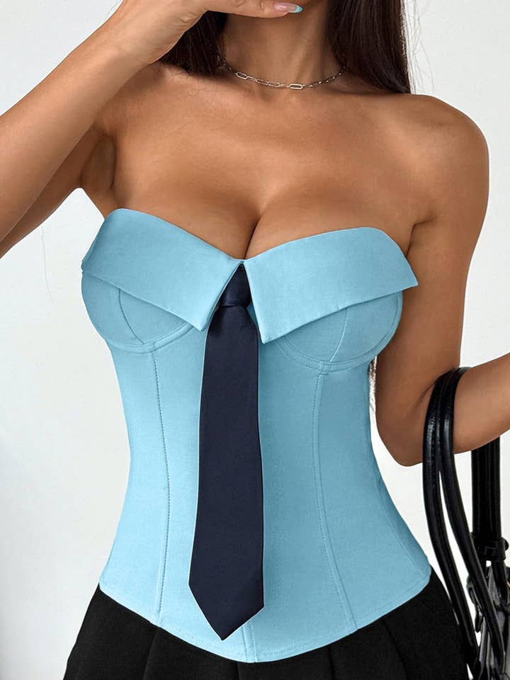 Mccolin - Wholesale Corset - Women's - Chic Tie-Front Corset Top5