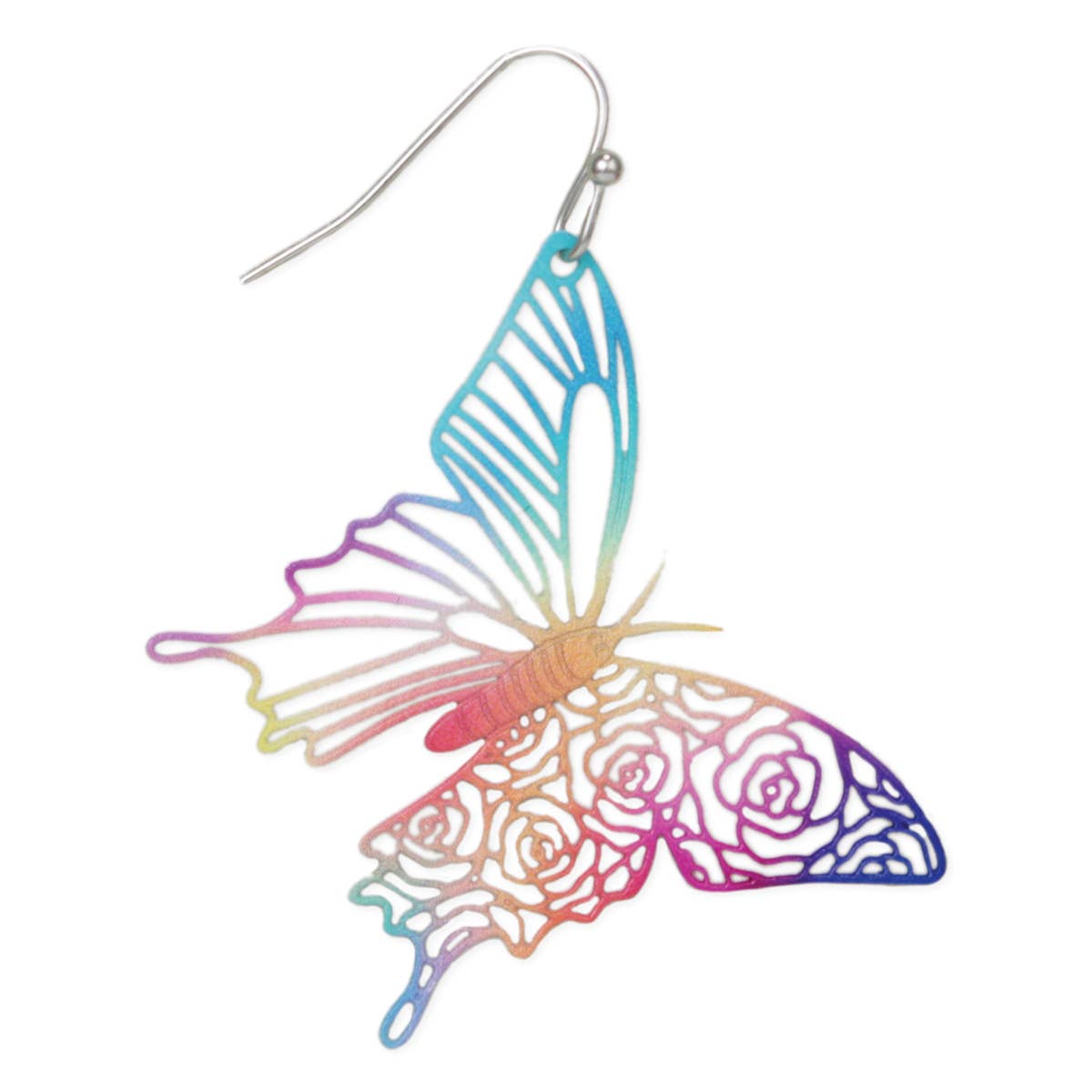 ZAD - Wholesale Hangende/ronde oorbellen - Radiant Butterfly Rainbow oorbellen met uitsnijding0