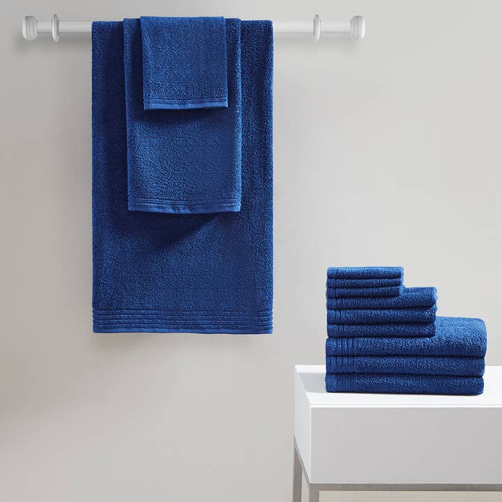 Ensemble de serviettes de bain 12 pièces Big Bundle, bleu marine pour la vente par Olliix