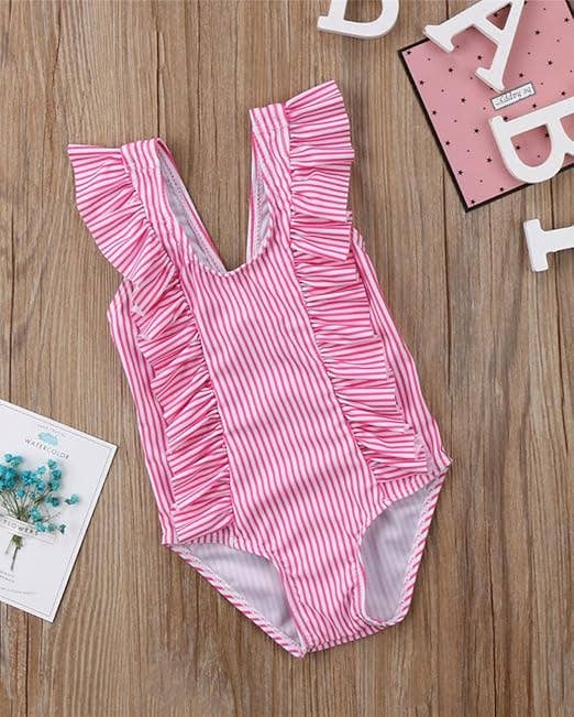 Fennco Styles - Wholesale One Piece Swimsuit - Baby - Ruffle Striped One-Piece Baby Swimsuit1